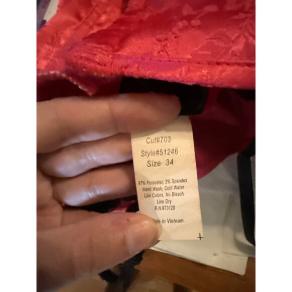 Pink & Black Fredricks of Hollywood M Lace Floral Corset Top - Picture 8 of 9